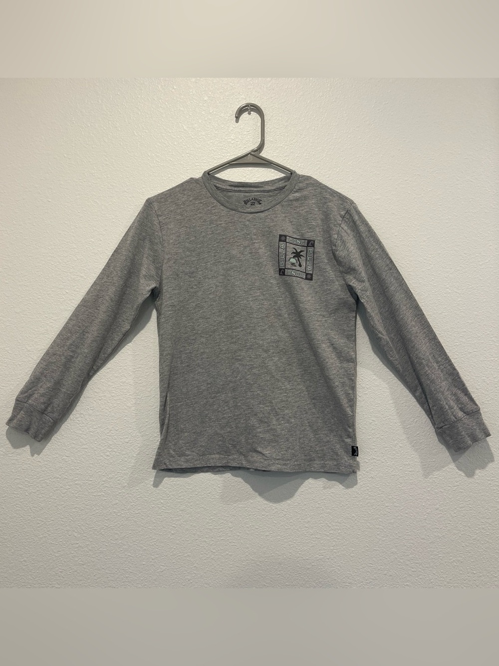 Gray Billabong Long-Sleeve Kids Tee with Palm Patch